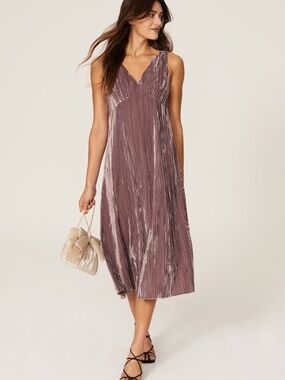NWT Vince Velvet Pintuck Paneled Dress